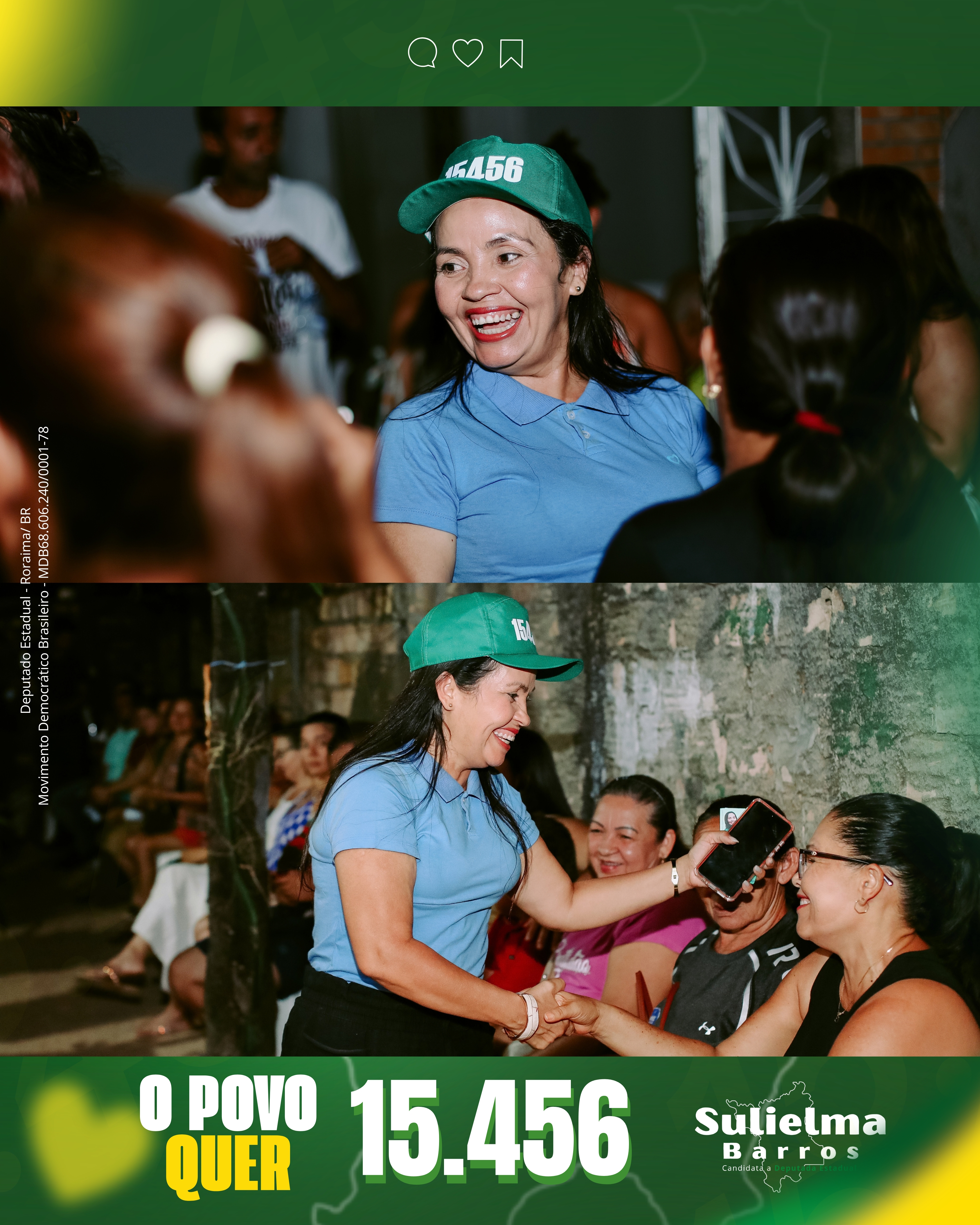 Sulielma Barros cumprimentando uma moradora durante encontro comunitário